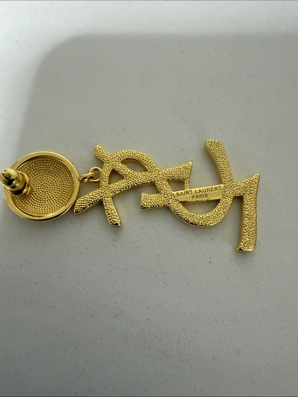 Yves Saint Laurent Gold Logo Drop Earrings - Gold Tone - Picture 6 of 6
